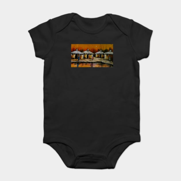 African Village, African People Artwork, Black History Baby Bodysuit by logiamerch